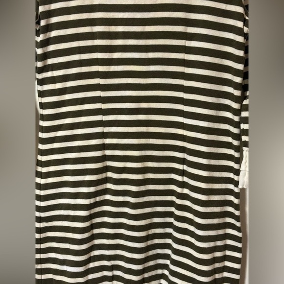 Talbots Olive Green & Ivory Striped Dress, Ruffled Sleeves xS - Picture 7 of 7